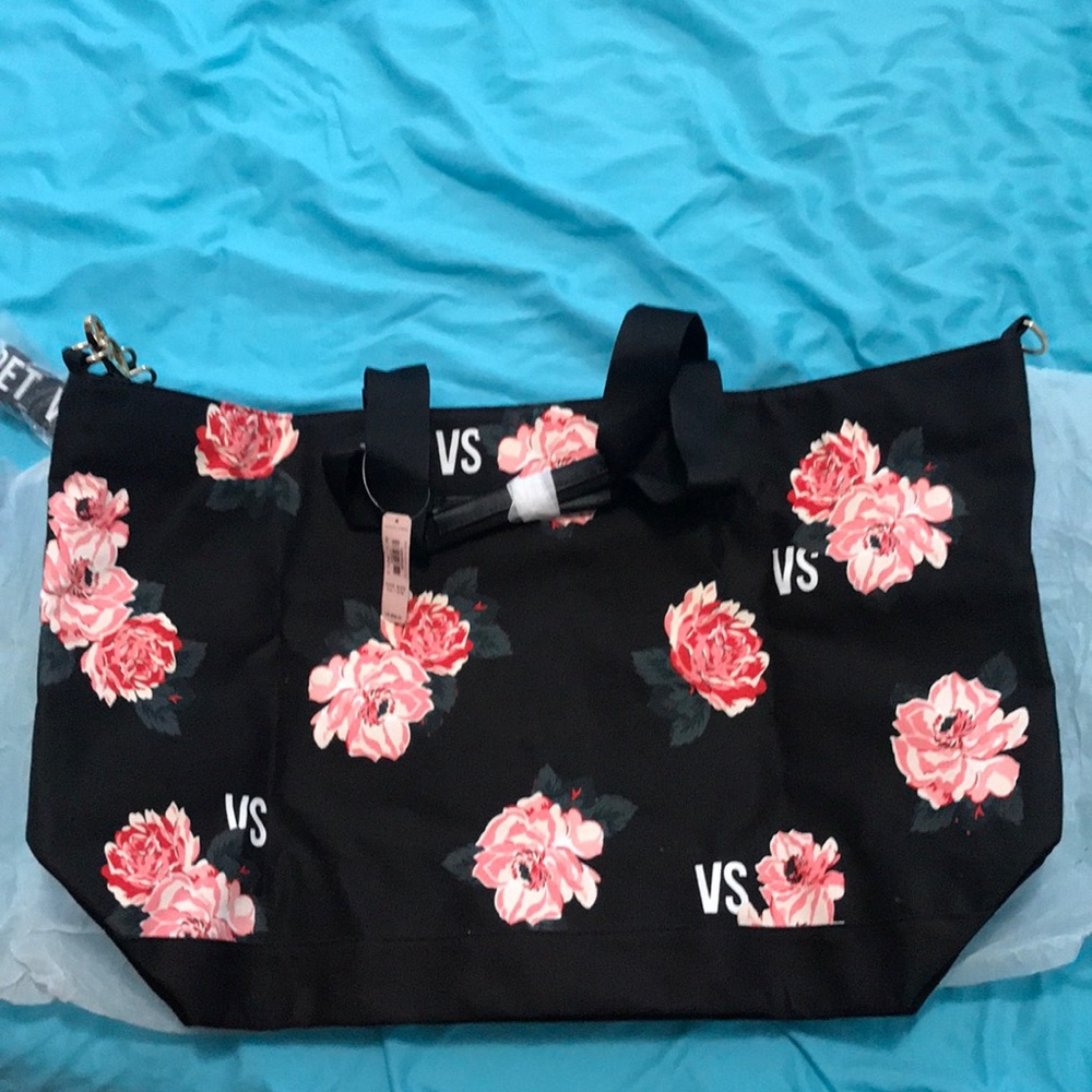 Victoria’s Secret black and flower tote bag